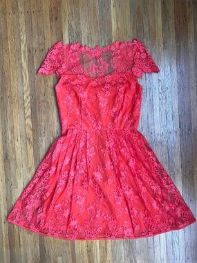 Cynthia Steffe - bright Pink Lace Formal Dress